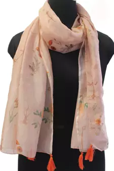 DesiButik Pleasing Peach  Modal Satin Fabric Digitally Printed Scarf