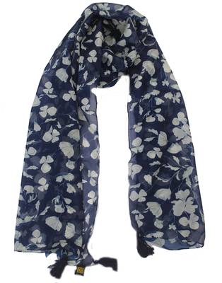 DesiButik Beautiful Blue  Modal Satin Fabric Digitally Printed Scarf 1