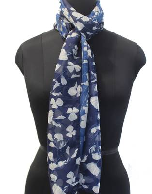 DesiButik Beautiful Blue  Modal Satin Fabric Digitally Printed Scarf 2