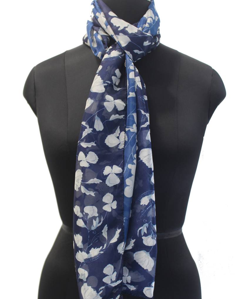 DesiButik Beautiful Blue  Modal Satin Fabric Digitally Printed Scarf