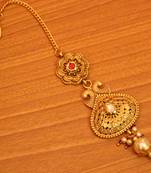 Gold pearl maang-tikka