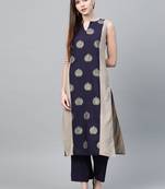 Light grey printed crepe ethnic-kurtis