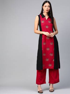 Black printed crepe ethnic-kurtis 1