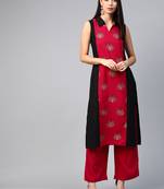Black printed crepe ethnic-kurtis