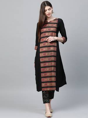 Black printed crepe ethnic-kurtis 1