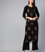 Black printed rayon ethnic-kurtis