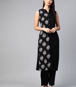 Black printed rayon ethnic-kurtis