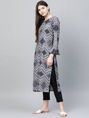 Black printed rayon ethnic-kurtis 1
