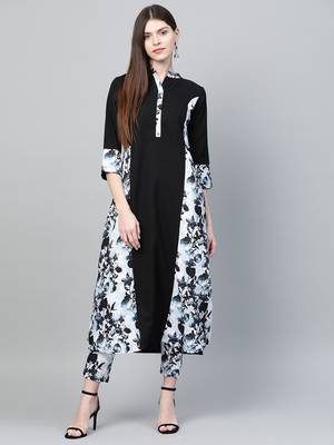 Black printed rayon ethnic-kurtis 1