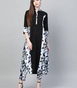 Black printed rayon ethnic-kurtis