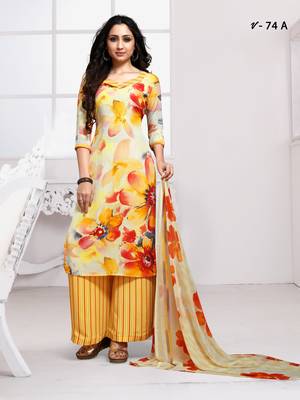 Yellow digital print crepe salwar 1