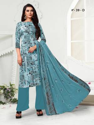Blue digital print crepe salwar 1