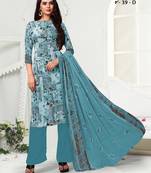 Blue digital print crepe salwar