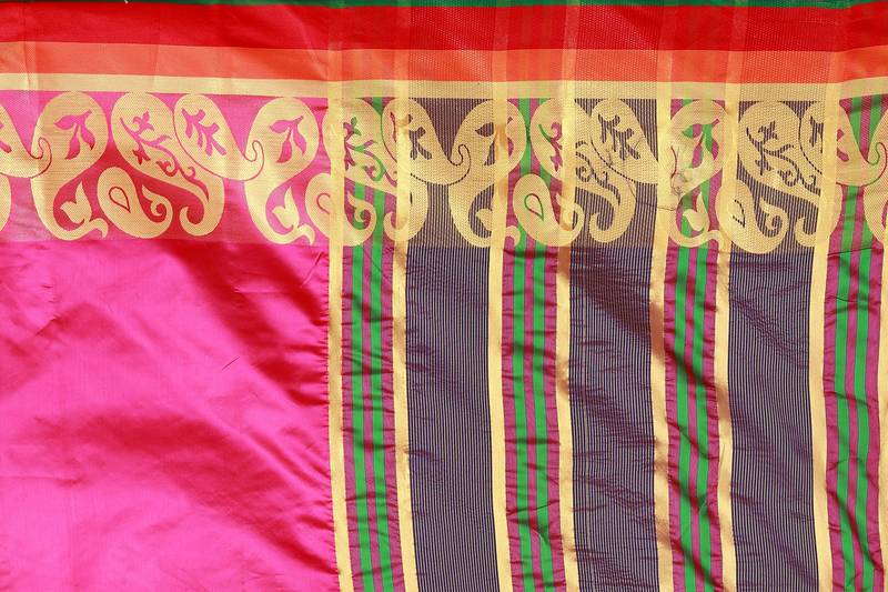 Green woven poly silk saree with blouse