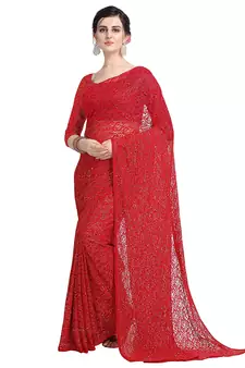 Women Bollywood Net Saree With Blouse Piece