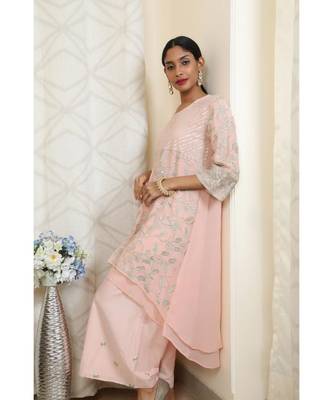  Light Pink Double Layer Tunic With Farshi 1