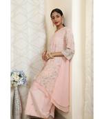 ANJU HARLEEN LIGHT PINK DOUBLE LAYER TUNIC WITH FARSHI
