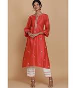 Anju Harleen Burnt Orange Tunic With Ivory Pants