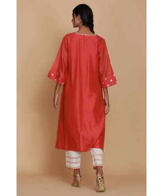 Anju Harleen Burnt Orange Tunic With Ivory Pants 3