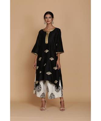Anju Harleen Black Drop Style Tunic With Ivory Farshi 1