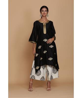 Anju Harleen Black Drop Style Tunic With Ivory Farshi 2