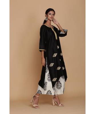 Anju Harleen Black Drop Style Tunic With Ivory Farshi 3