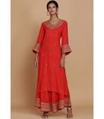 Anju Harleen Red Straight Tunic With Sharara