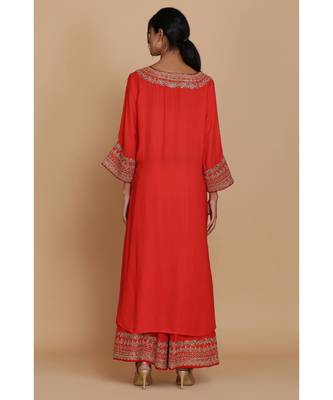 Anju Harleen Red Straight Tunic With Sharara 3