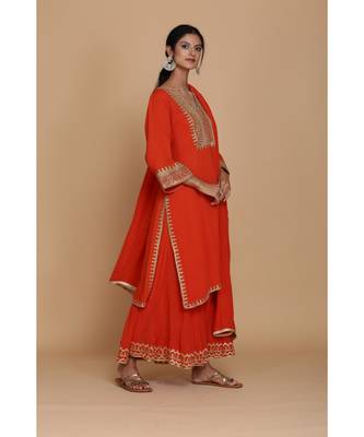  Burnt Orange Straight Tunic With Sharara And Dupatta 2