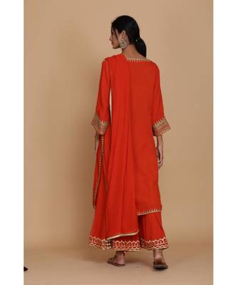  Burnt Orange Straight Tunic With Sharara And Dupatta 4