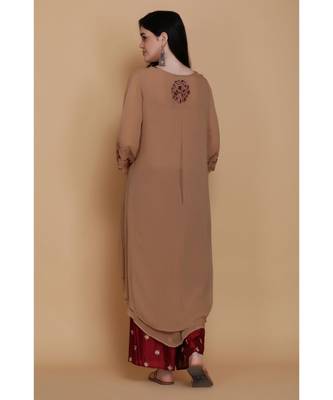 Copper Asymmetrical Double Layer Tunic With Maroon Farshi 2