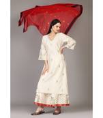Anju Harleen Ivory Tunic With Farshi With Red Dupatta