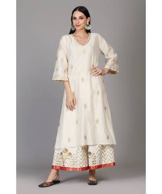 Anju Harleen Ivory Tunic With Farshi With Red Dupatta 3