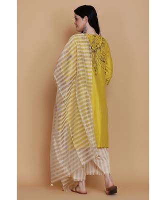 Lime Green Tunic With Farshi And Dupatta 3