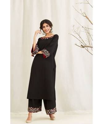 Anju Harleen Black Straoight Tunic With Sharara And Dupatta 1
