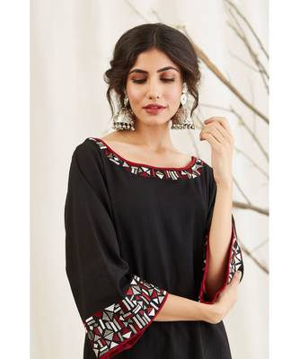 Anju Harleen Black Straoight Tunic With Sharara And Dupatta 2