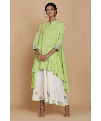  Apple Green Assymetrical Tunic With Sharara 2