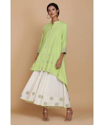  Apple Green Assymetrical Tunic With Sharara 3