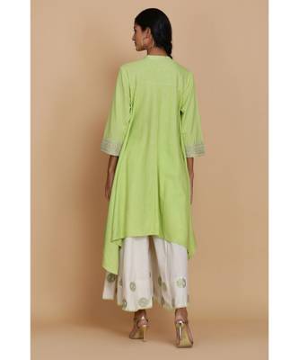  Apple Green Assymetrical Tunic With Sharara 4