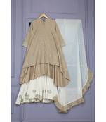 ANJU HARLEEN MAUVE ASSYMETRICAL TUNIC WITH IVORY SHARARA AND DUPATTA