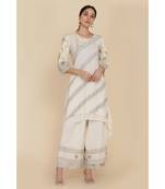 ANJU HARLEEN IVORY ASYMMETRICAL TUNIC WITH FARSHI