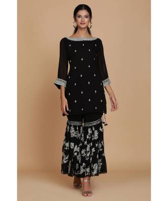  Black Short Tunic With Sharara 2
