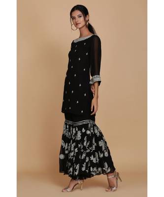  Black Short Tunic With Sharara 3