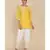 ANJU HARLEEN SUNSHINE YELLOW SHORT TUNIC WITH IVORY SALWAR AND DUPATTA WITH CONTRAST