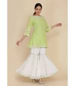  Apple Green Tunic With Ivory Gharara