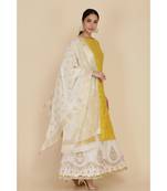 ANJU HARLEEN LIME GREEN STRAIGHT TUNIC WITH IVORY SHARARA AND DUPATTA WITH ZARI
