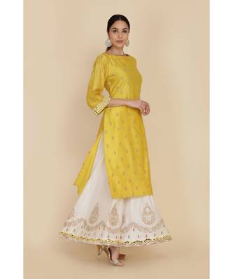  Lime Green Straight Tunic With Ivory Sharara And Dupatta  3
