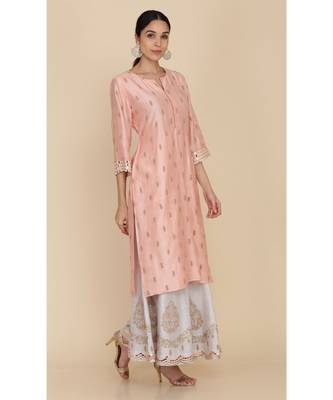  Peach Straight Tunic With Ice Blue Sharara And Dupatta 3
