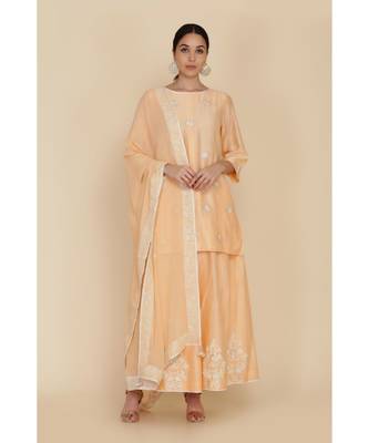  Muskmelon Short Tunic With Sharara And Dupatta 1