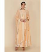 ANJU HARLEEN MUSKMELON SHORT TUNIC WITH SHARARA AND DUPATTA